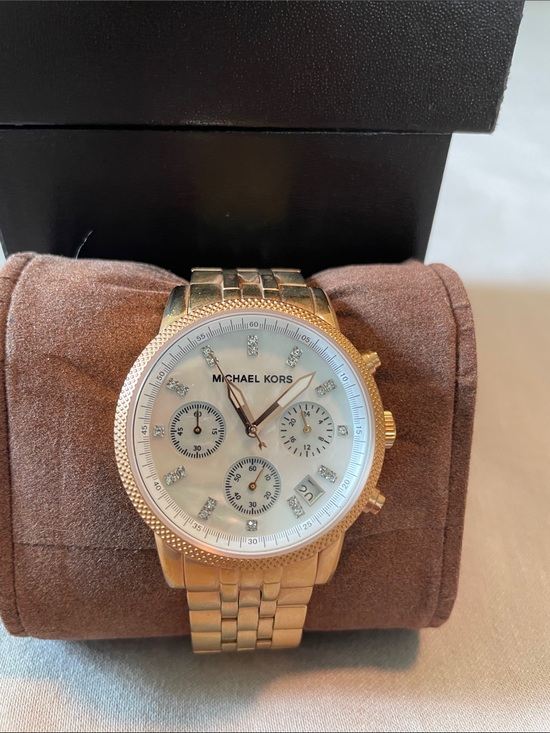 Michael Kors Accessories - Michael Kors Gold Tone Watch with White Mother-of-Pearl Dial